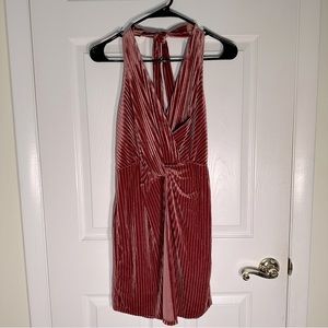 Pink Velvet Halter Dress